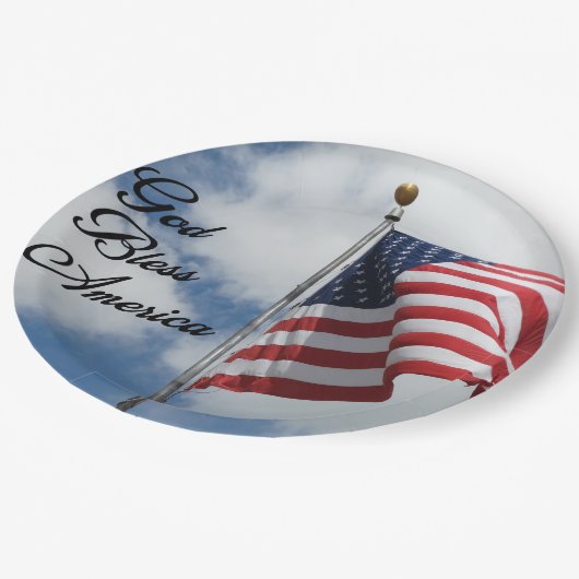 Gott segne Amerika! Pappteller (Schrägansicht)