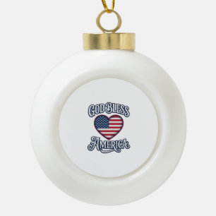Gott segne Amerika Patrioten-Herz-Shirt-Design_1 Keramik Kugel-Ornament