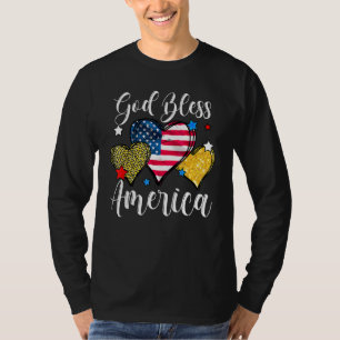 Gott segne Amerika Patriotic USA Flaggen Leopard H T-Shirt