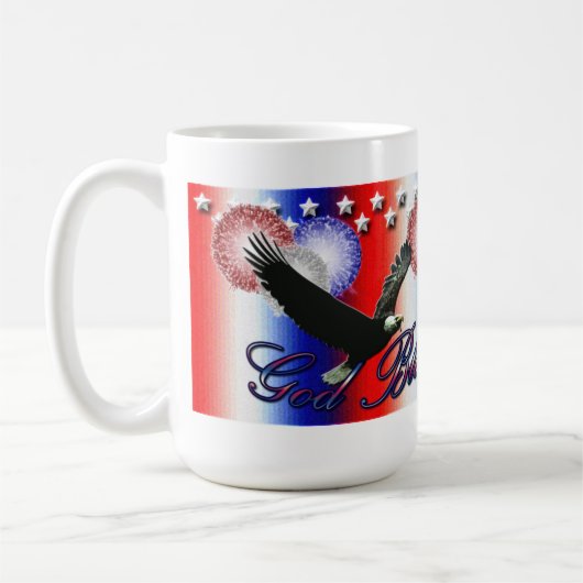 Gott segne Amerika Patriotische amerikanische Tass Kaffeetasse (Links)
