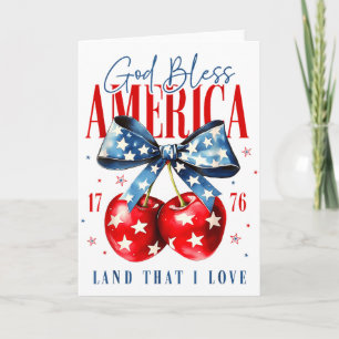 Gott segne Amerika Patriotische Kirschen 4. Juli U Karte