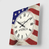 Gott segne Amerika - Patriotische Vintage Flagge Quadratische Wanduhr (Winkel)