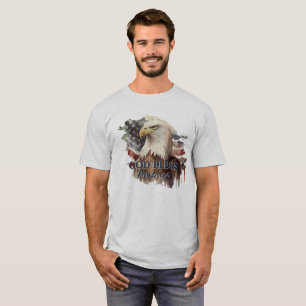 Gott segne Amerika Patriotischer Adler Wasserfarbe T-Shirt