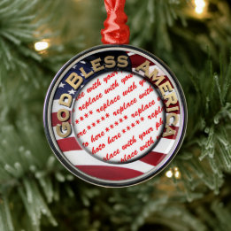 Gott segne Amerika Patriotischer Bilderrahmen Ornament Aus Metall