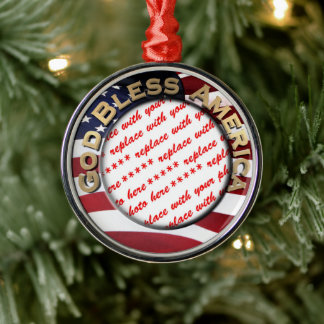 Gott segne Amerika Patriotischer Bilderrahmen Ornament Aus Metall