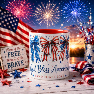 Gott segne Amerika Patriotischer Bogen zum vierten Zweifarbige Tasse