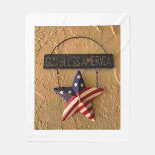 Gott segne Amerika Patriotischer Stern Metallschil Fleecedecke