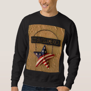 Gott segne Amerika Patriotischer Stern Metallschil Sweatshirt