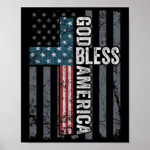 Gott segne Amerika - Patriotisches christliches Kr Poster