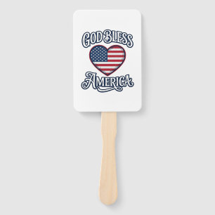 Gott segne Amerika Patriotisches Herz-Shirt-Design Fächer