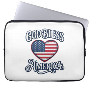 Gott segne Amerika Patriotisches Herz-Shirt-Design Laptopschutzhülle