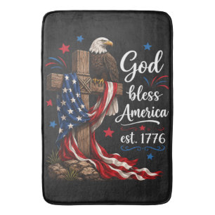 Gott segne Amerika Patriotisches Kreuz Badematte