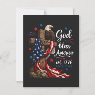 Gott segne Amerika Patriotisches Kreuz Feiertagskarte