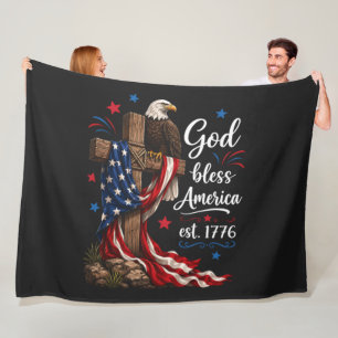 Gott segne Amerika Patriotisches Kreuz Fleecedecke