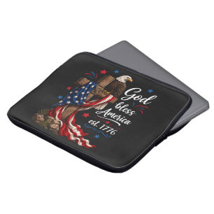 Gott segne Amerika Patriotisches Kreuz Laptopschutzhülle