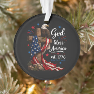 Gott segne Amerika Patriotisches Kreuz Ornament