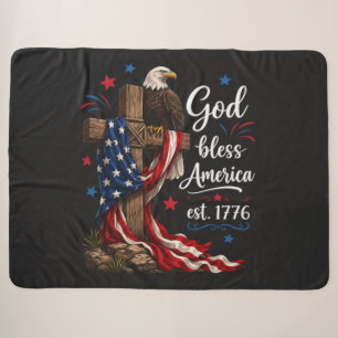 Gott segne Amerika Patriotisches Kreuz Sherpadecke