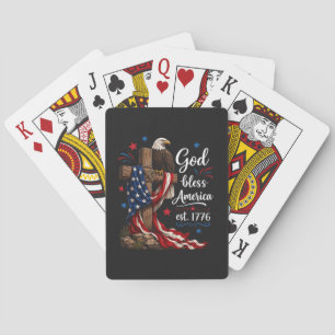 Gott segne Amerika Patriotisches Kreuz Spielkarten