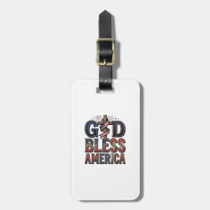 Gott segne Amerika Patriotisches Kreuz Vintage-Shi Gepäckanhänger