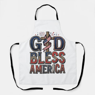Gott segne Amerika Patriotisches Kreuz Vintage-Shi Schürze
