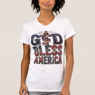 Gott segne Amerika Patriotisches Kreuz Vintage-Shi T-Shirt
