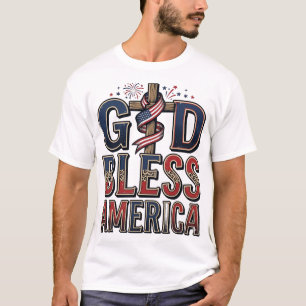 Gott segne Amerika Patriotisches Kreuz Vintage-Shi T-Shirt