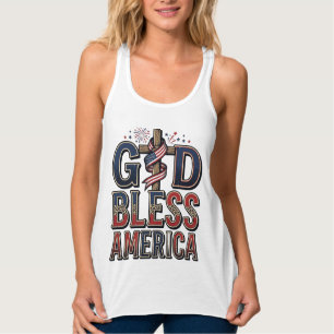 Gott segne Amerika Patriotisches Kreuz Vintage-Shi Tank Top