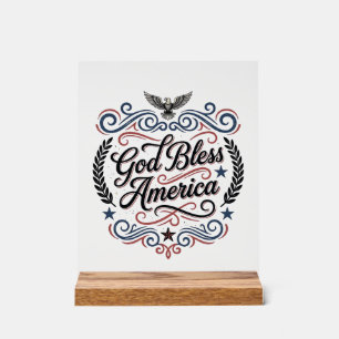 Gott segne Amerika Patriotisches Vintage-Adler-T-S Acrylschild