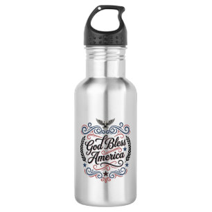 Gott segne Amerika Patriotisches Vintage-Adler-T-S Edelstahlflasche