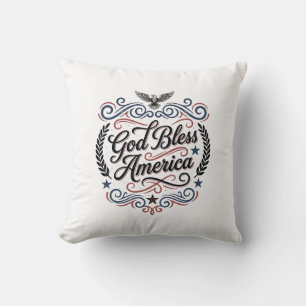 Gott segne Amerika Patriotisches Vintage-Adler-T-S Kissen