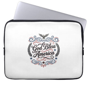 Gott segne Amerika Patriotisches Vintage-Adler-T-S Laptopschutzhülle