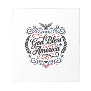 Gott segne Amerika Patriotisches Vintage-Adler-T-S Notizblock