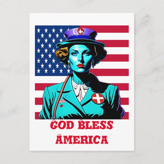 Gott segne Amerika Postkarte (Vorderseite)