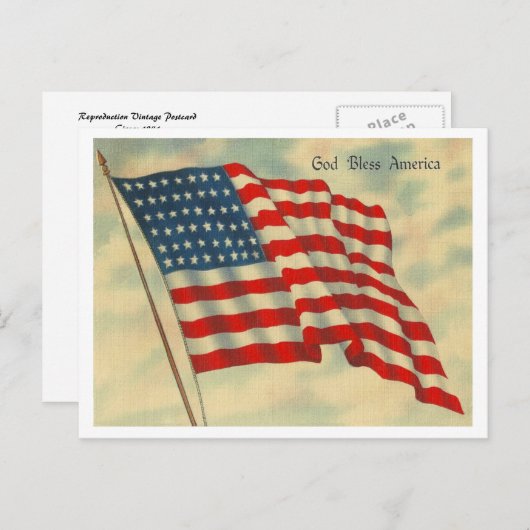 Gott segne Amerika Postkarte (Vorne/Hinten)