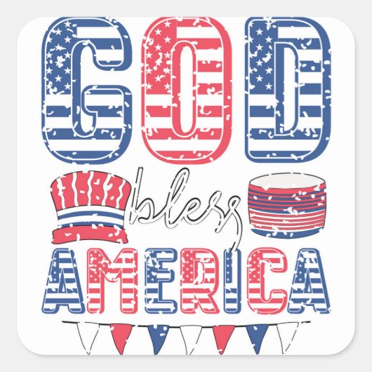 Gott segne Amerika Quadratischer Aufkleber (Vorderseite)