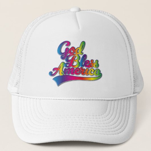 Gott segne Amerika Rainbow-Logo Truckerkappe (Vorderseite)