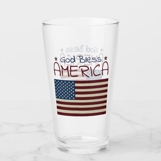 Gott segne Amerika Red White Blue Glas (Rückseite)