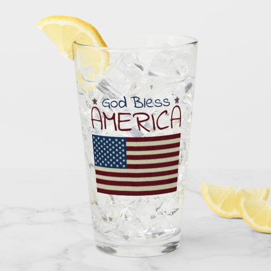 Gott segne Amerika Red White Blue Glas (Vorderseite Ice)