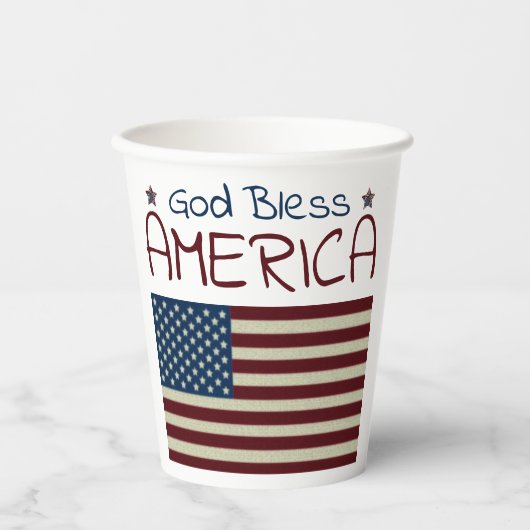 Gott segne Amerika Red White Blue Pappbecher (Vorderseite)