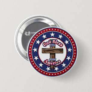 Gott segne Amerika Robustes Kreuz 1776-2026 Button