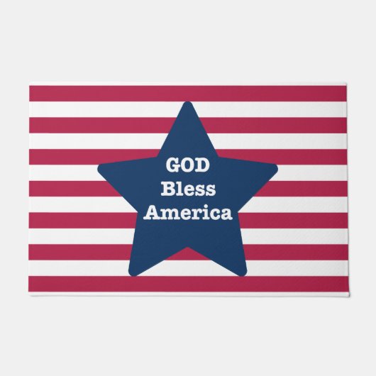 Gott segne Amerika rot weiß und blau Fußmatte (Vorderseite)