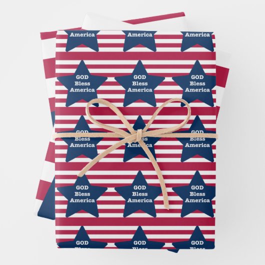 Gott segne Amerika rot weiß und blau Geschenkpapier Set (Beispiel)