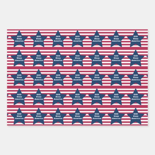 Gott segne Amerika rot weiß und blau Geschenkpapier Set (Vorderseite)