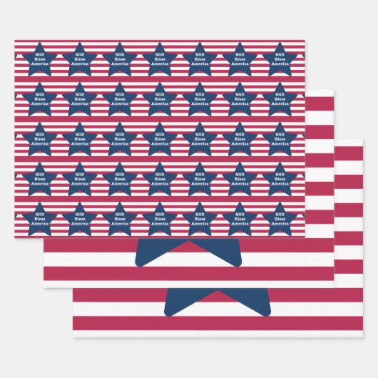 Gott segne Amerika rot weiß und blau Geschenkpapier Set (Set)