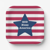 Gott segne Amerika rot weiß und blau Pappteller (Vorderseite)