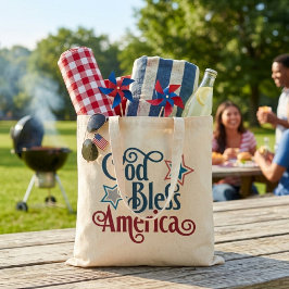 Gott segne Amerika Rot Weiß und Blau Patriotisch Tragetasche