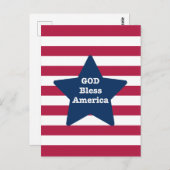 Gott segne Amerika rot weiß und blau Postkarte (Vorne/Hinten)