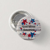 Gott segne Amerika Rustikal Red White Blue Stars Button (Vorne & Hinten)