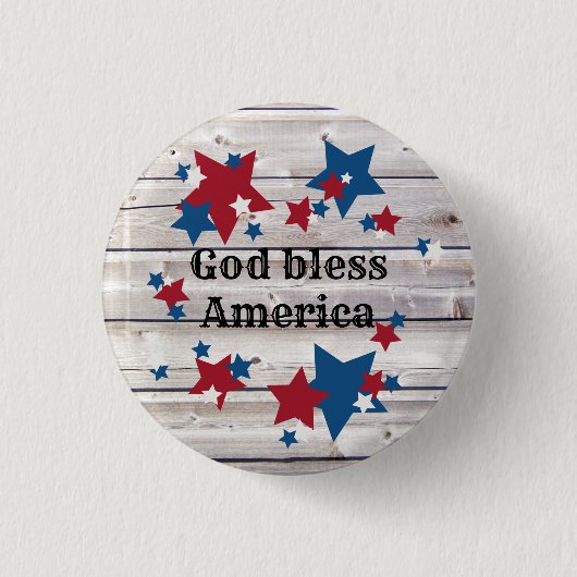 Gott segne Amerika Rustikal Red White Blue Stars Button (Vorderseite)