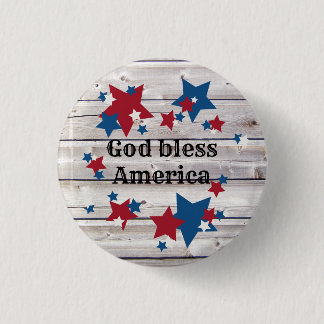 Gott segne Amerika Rustikal Red White Blue Stars Button